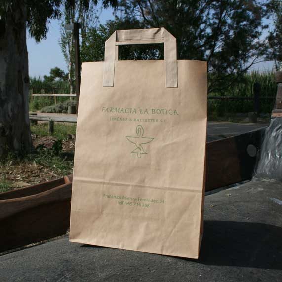 bolsa de papel + asa plana exterior