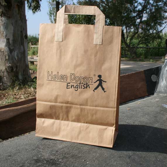 bolsa de papel + asa plana exterior pequeña