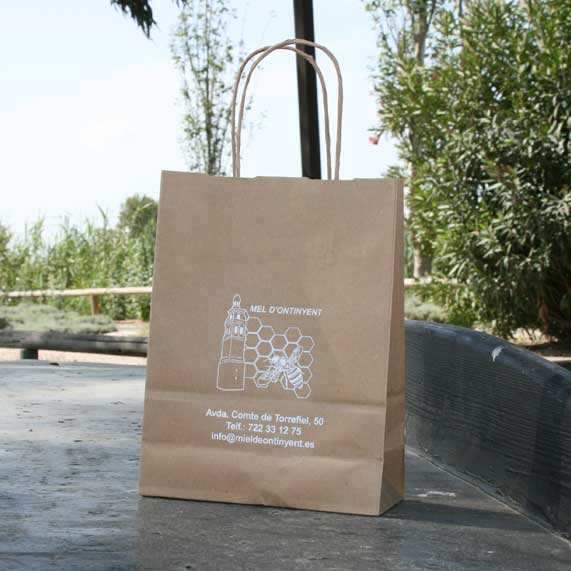 bolsa de papel + asa rizada kraft