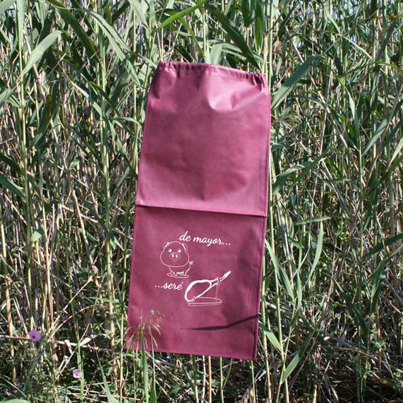 bolsa de tela + jamonero granate