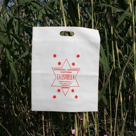 bolsa de tela + troquelada blanca