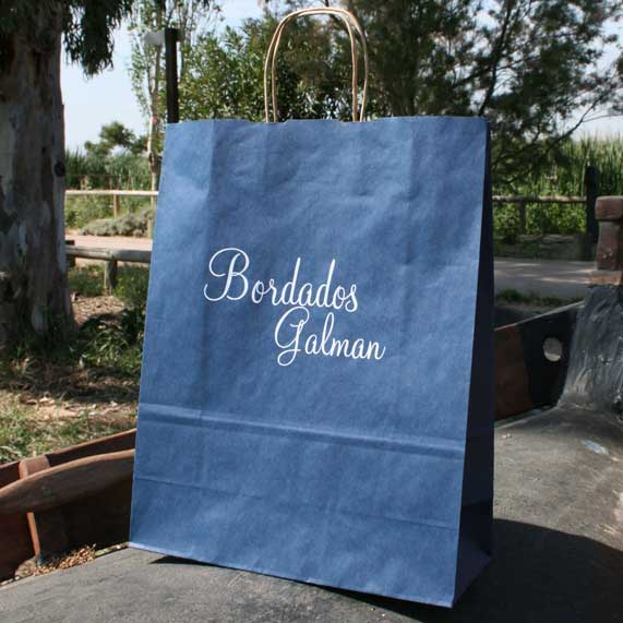 bolsa de papel + reciclado mediana azul